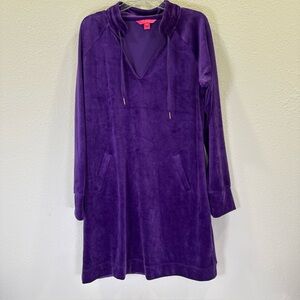 Lilly Pulitzer Cassi Velour Dress Purple Berry XL Soft Whimsygoth Holiday Party